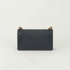 Chanel Boy 25 Shoulder Bag Caviar Leather Navy Gold Chain Double — view 3