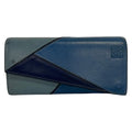 Loewe Wallet Puzzle Navy Blue Gray Dark Leather