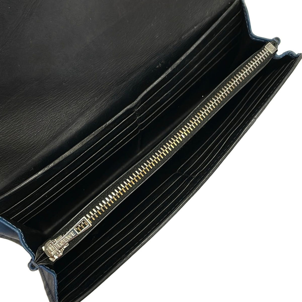 Loewe Wallet Puzzle Navy Blue Gray Dark Leather — view 4