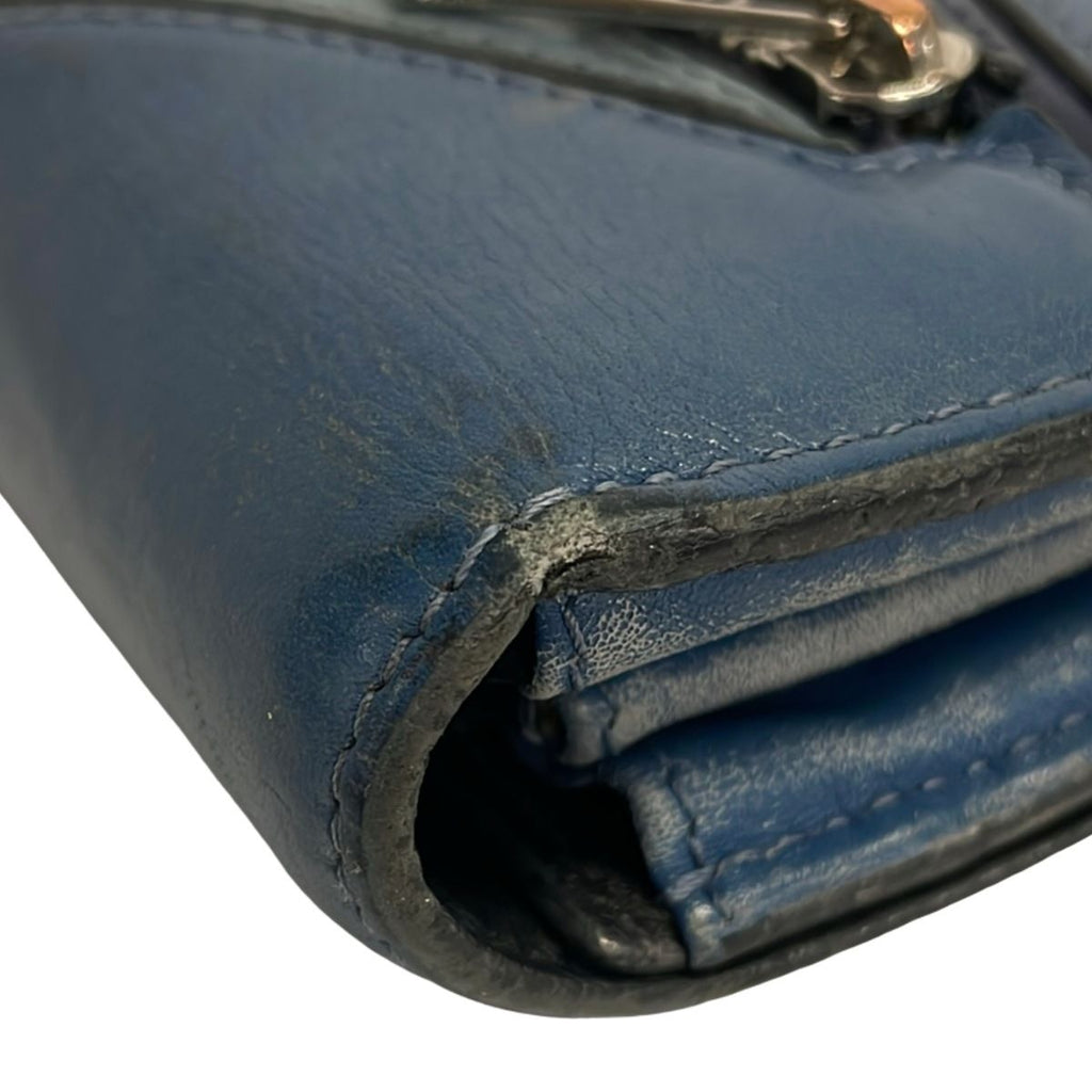 Loewe Wallet Puzzle Navy Blue Gray Dark Leather — view 9