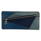Loewe Wallet Puzzle Navy Blue Gray Dark Leather — view 2