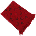 Louis Vuitton Echarpe Logo Mania Monogram Wool Silk Red Scarf