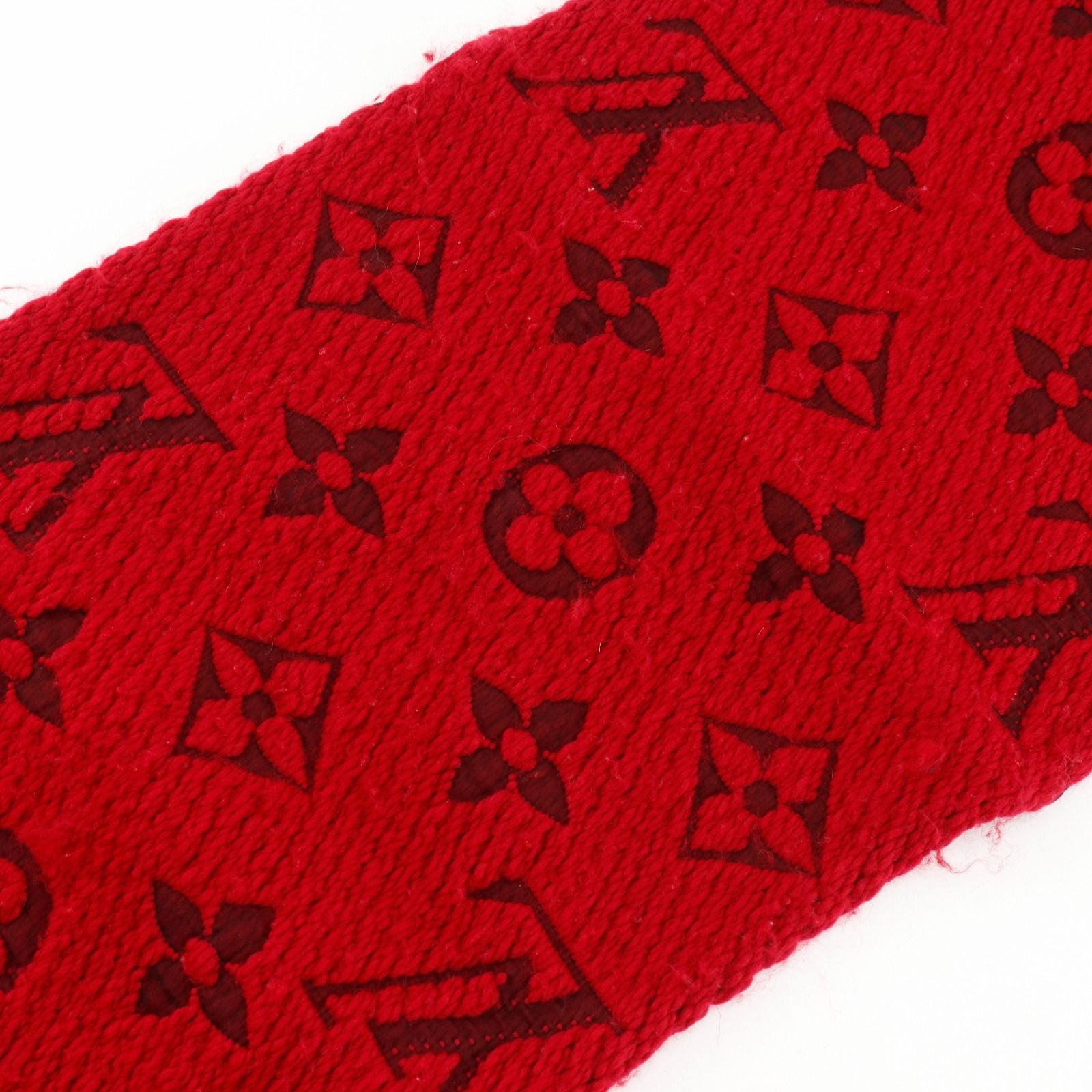 Louis Vuitton Echarpe Logo Mania Monogram Wool Silk Red Scarf — view 7