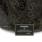 Chanel CC Logo Perforated Tote Enamel Patent Leather Black Silver — view 9