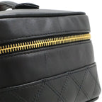 Chanel Bicolor Vanity Makeup Pouch Cosmetic Handbag Leather Black Gold — view 8