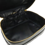 Chanel Bicolor Vanity Makeup Pouch Cosmetic Handbag Leather Black Gold — view 6