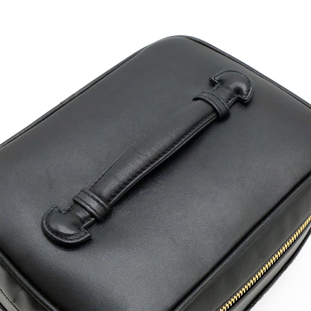 Chanel Bicolor Vanity Makeup Pouch Cosmetic Handbag Leather Black Gold — view 4