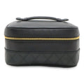 Chanel Bicolor Vanity Makeup Pouch Cosmetic Handbag Leather Black Gold