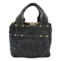 Chanel Spark Ring Denim CC Logo Tote Blue Gold