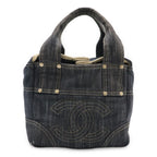 Chanel Spark Ring Denim CC Logo Tote Blue Gold