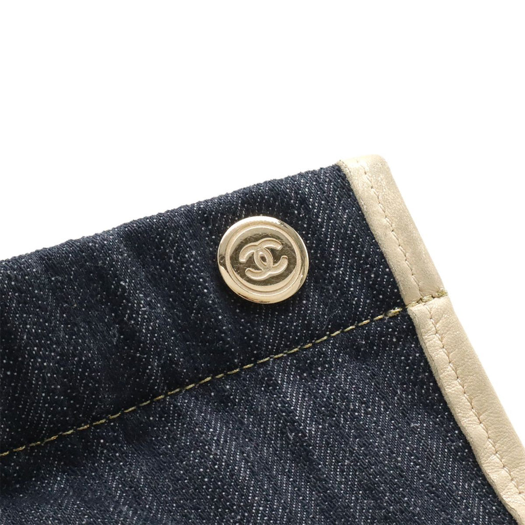Chanel Spark Ring Denim CC Logo Tote Blue Gold — view 5