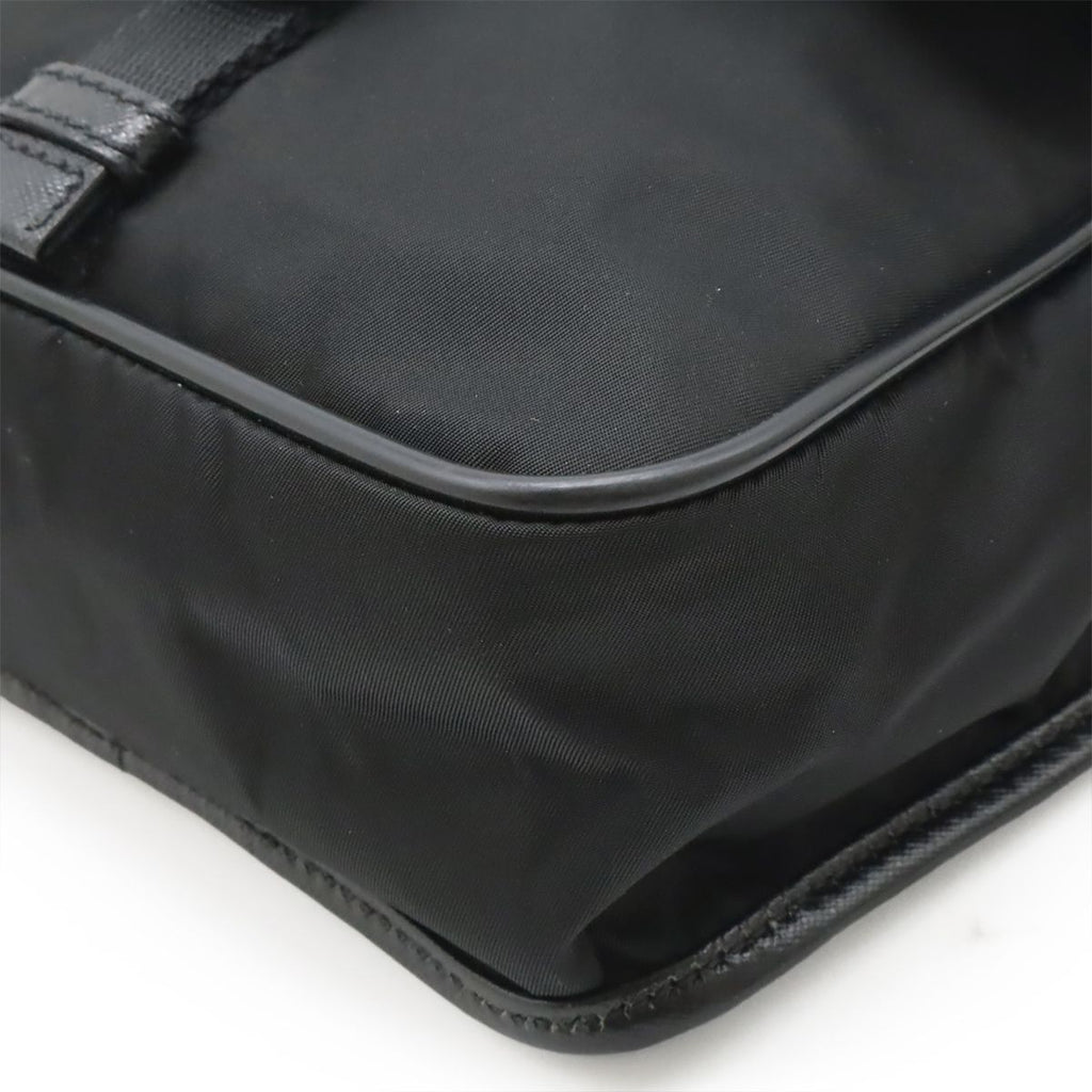 Prada Shoulder Bag Pochette Crossbody Nylon Leather Nero Black Silver Overseas — view 3