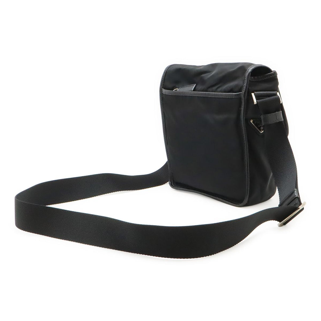 Prada Shoulder Bag Pochette Crossbody Nylon Leather Nero Black Silver Overseas — view 2