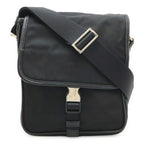 Prada Shoulder Bag Pochette Crossbody Nylon Leather Nero Black Silver Overseas