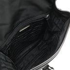 Prada Shoulder Bag Pochette Crossbody Nylon Leather Nero Black Silver Overseas — view 7
