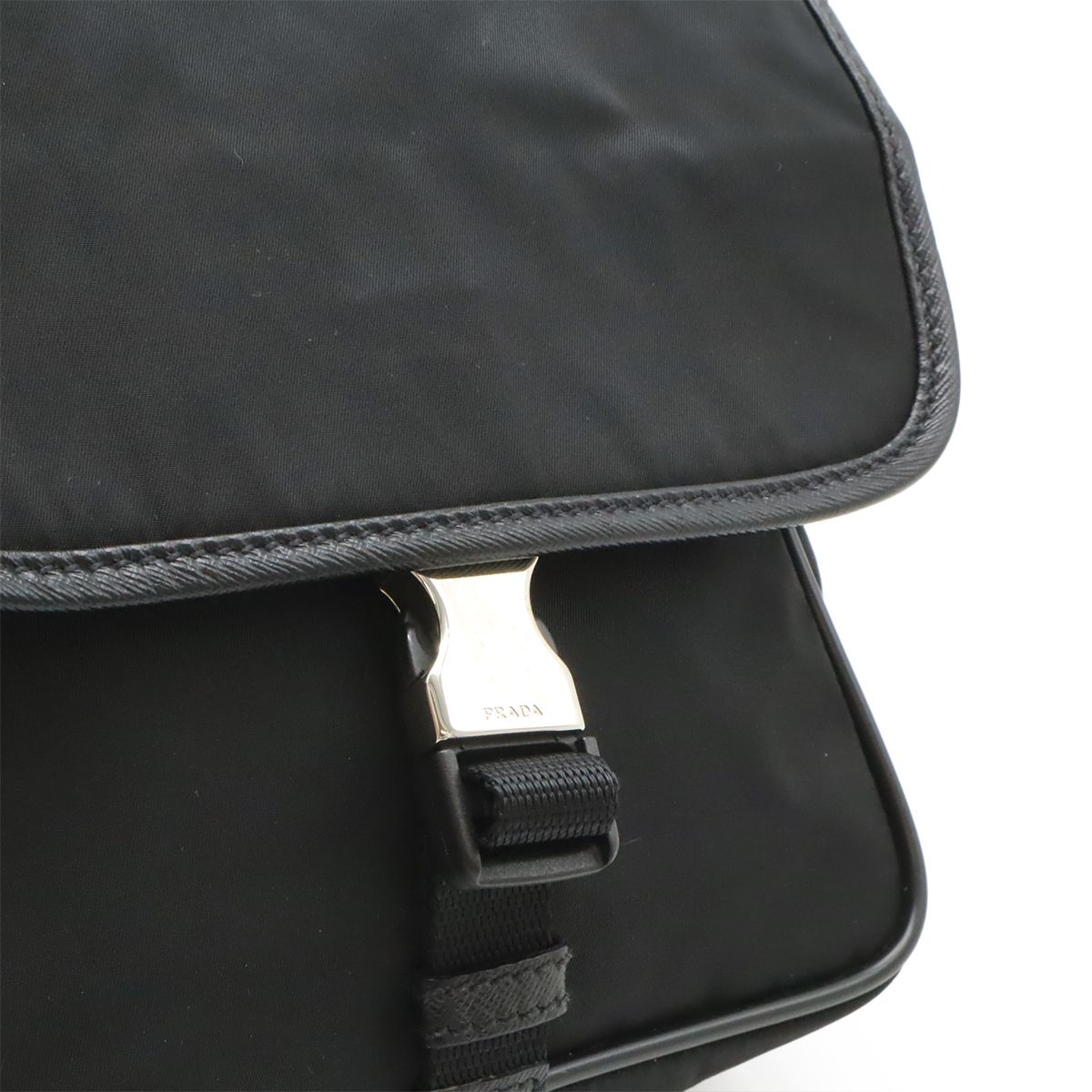Prada Shoulder Bag Pochette Crossbody Nylon Leather Nero Black Silver Overseas — view 6