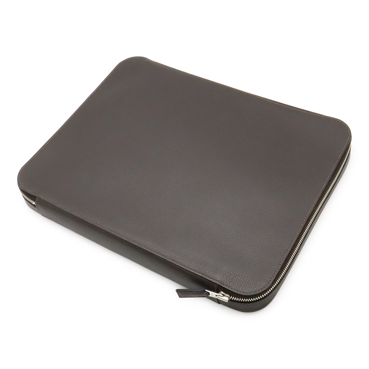 Hermes Overnight Pouch Case Veau Epsom Toilet Blanc Brown Black Silver — view 2