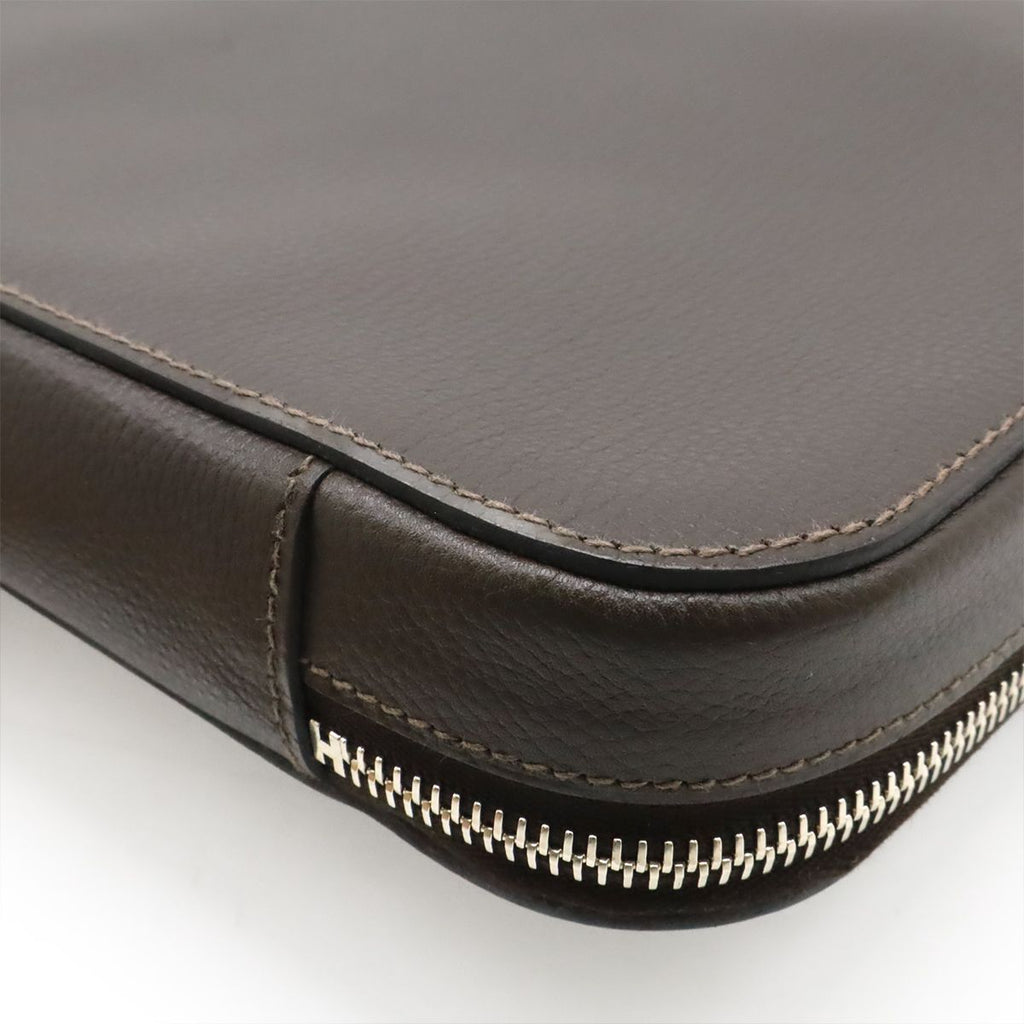 Hermes Overnight Pouch Case Veau Epsom Toilet Blanc Brown Black Silver — view 6