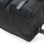 Prada Triangle Logo Backpack Nylon Leather Nero Black Silver — view 3