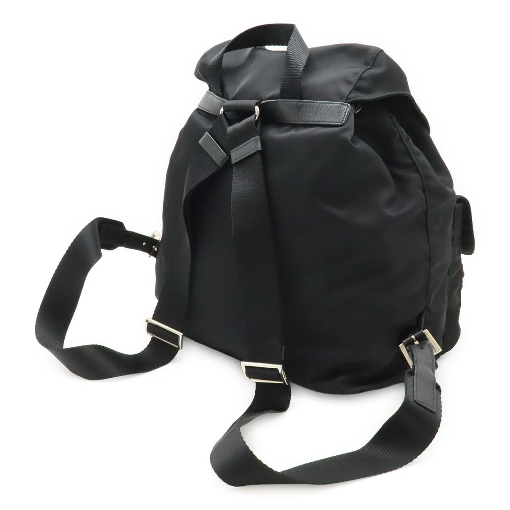 Prada Triangle Logo Backpack Nylon Leather Nero Black Silver — view 2