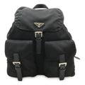 Prada Triangle Logo Backpack Nylon Leather Nero Black Silver