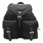 Prada Triangle Logo Backpack Nylon Leather Nero Black Silver