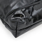 Chanel 22 Shoulder Bag Chain Drawstring Patent Leather Black Gold — view 3