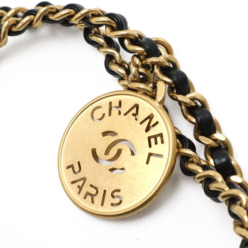 Chanel 22 Shoulder Bag Chain Drawstring Patent Leather Black Gold — view 4