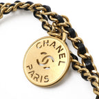 Chanel 22 Shoulder Bag Chain Drawstring Patent Leather Black Gold — view 4