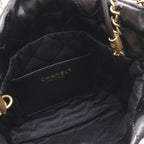 Chanel 22 Shoulder Bag Chain Drawstring Patent Leather Black Gold — view 6