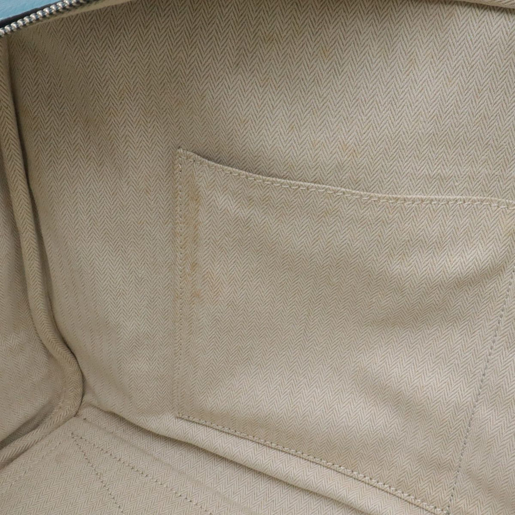 Hermes Victoria 43 Boston Bag Travel Purse Toile Ash Taurillon Clemence Blue — view 7
