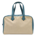Hermes Victoria 43 Boston Bag Travel Purse Toile Ash Taurillon Clemence Blue