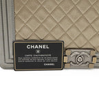Chanel Boy 28 Quilted CC Logo Chain Shoulder Bag Calfskin Gold Gray — view 9