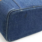 Chanel CC Logo Denim Vanity Handbag Makeup Pouch Blue Indigo Gold — view 3