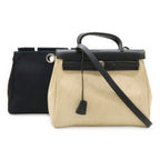 Hermes Herbag PM 2-Way Shoulder Bag Toile Ash Officier Natural Black
