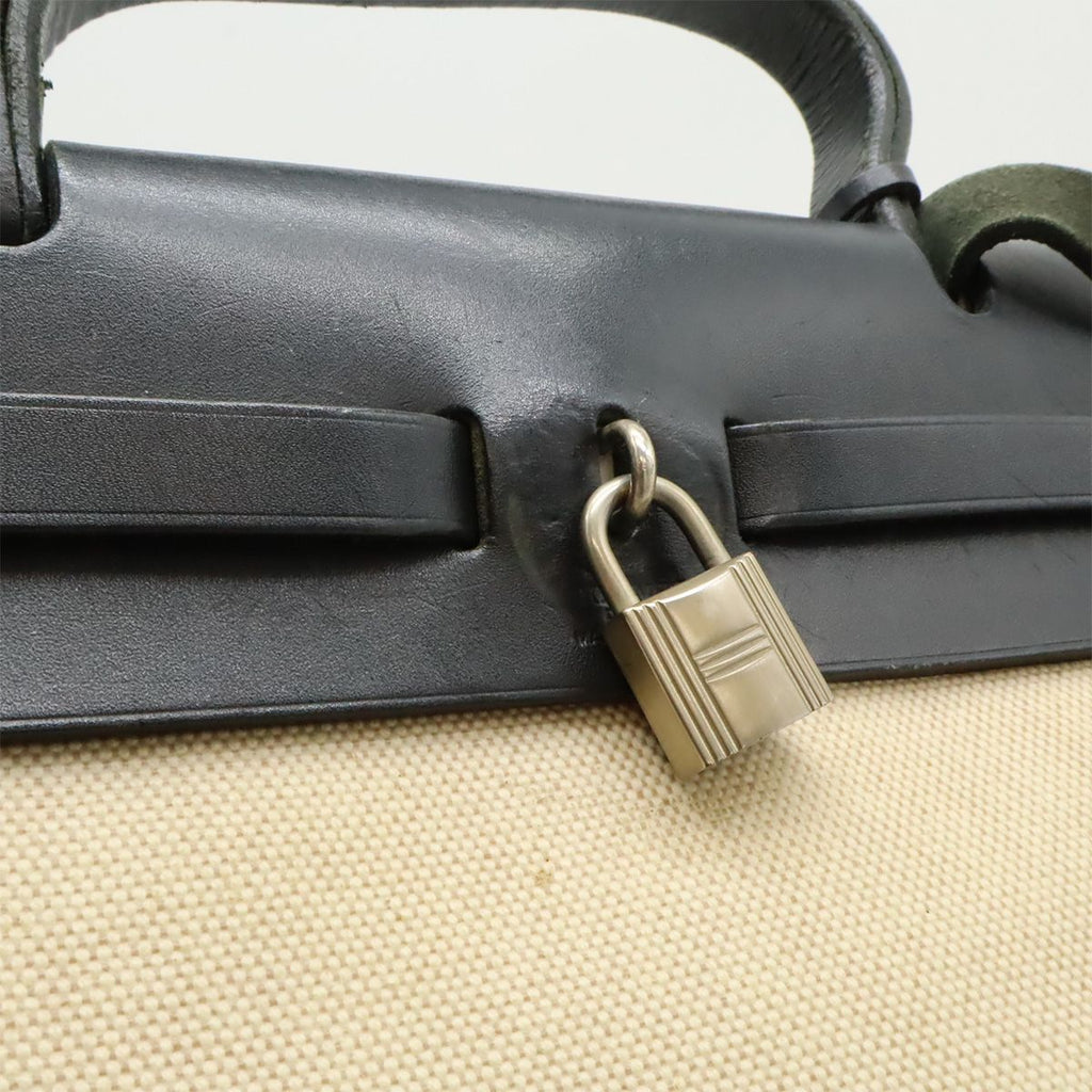 Hermes Herbag PM 2-Way Shoulder Bag Toile Ash Officier Natural Black — view 8