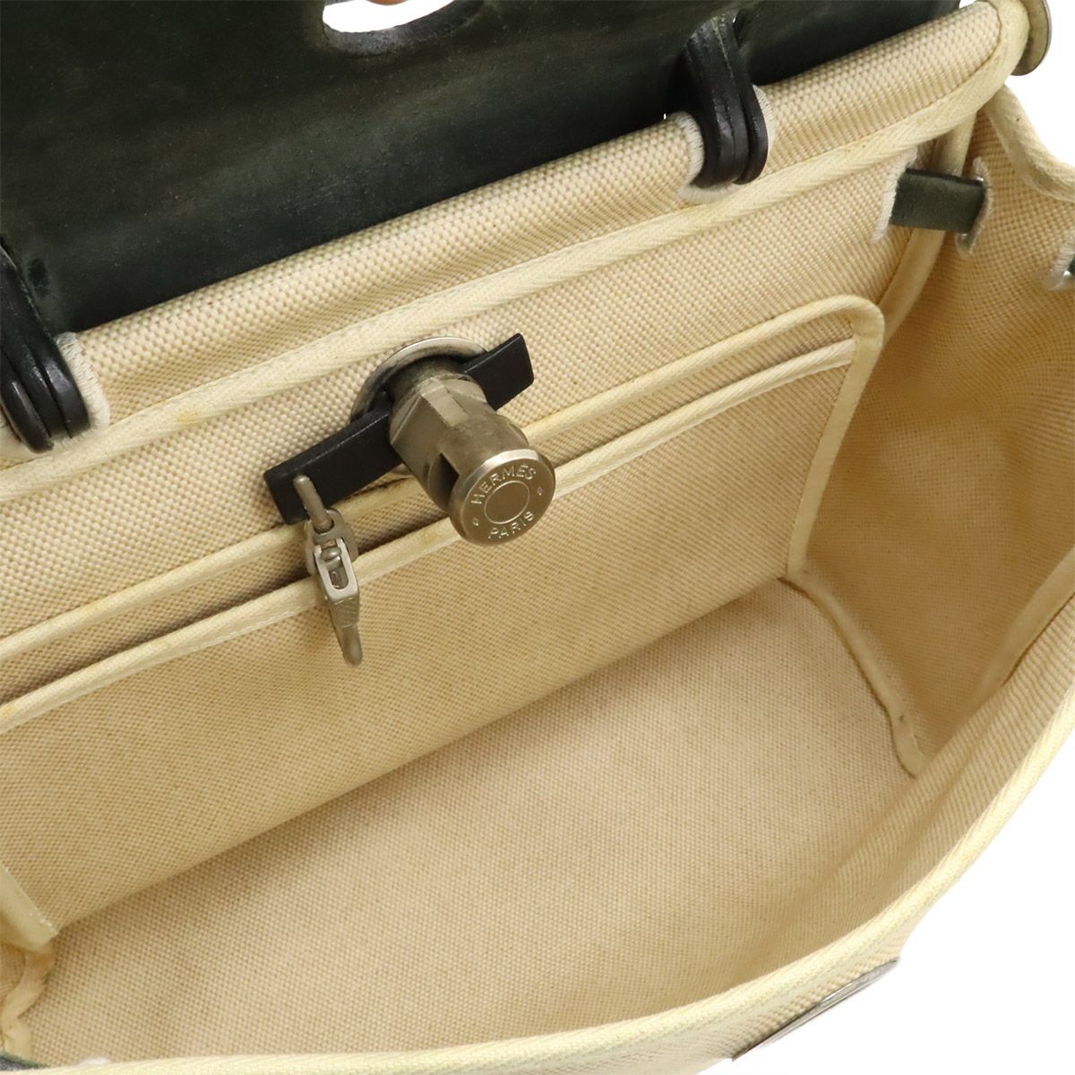 Hermes Herbag PM 2-Way Shoulder Bag Toile Ash Officier Natural Black — view 6