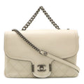 Chanel Axic Chain Shoulder Bag 2-Way Flap Ivory White Silver
