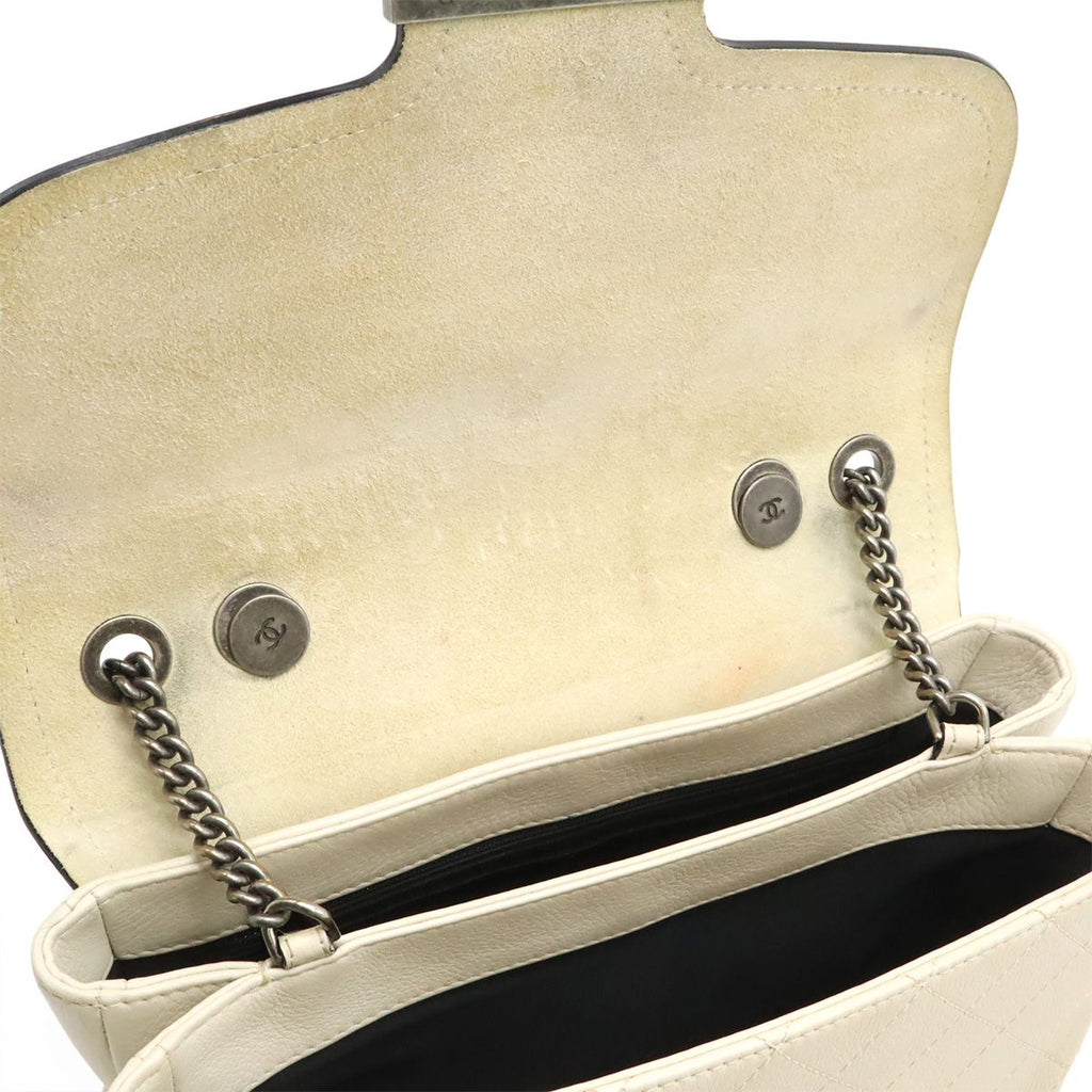 Chanel Axic Chain Shoulder Bag 2-Way Flap Ivory White Silver — view 6