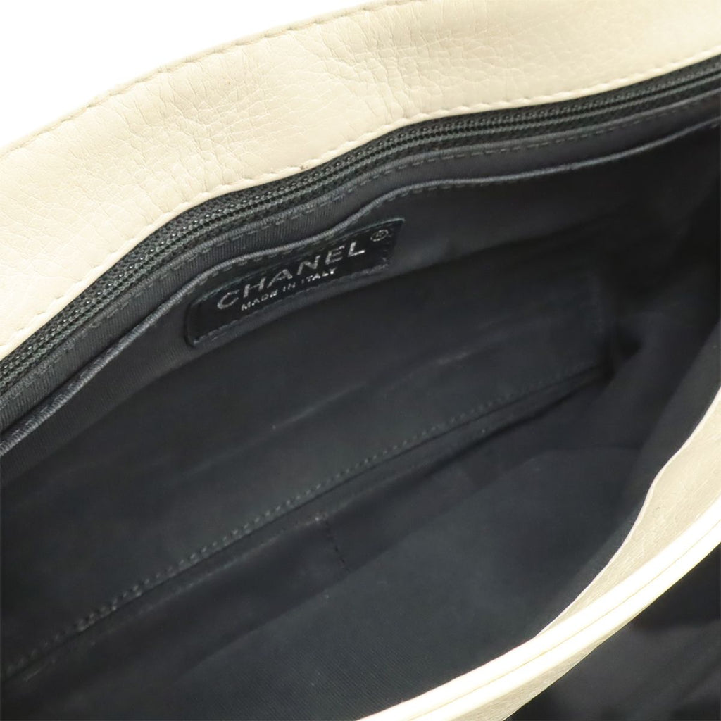 Chanel Axic Chain Shoulder Bag 2-Way Flap Ivory White Silver — view 7
