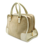 Loewe Amazona 28 Anagram Mini Boston Bag Suede Leather Ivory White Beige Gold — view 2