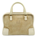 Loewe Amazona 28 Anagram Mini Boston Bag Suede Leather Ivory White Beige Gold