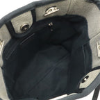 Chanel Deauville Tote Shoulder Bag Chain Canvas Leather Gray Black — view 5