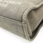 Chanel Deauville Tote Shoulder Bag Chain Canvas Leather Gray Black — view 3