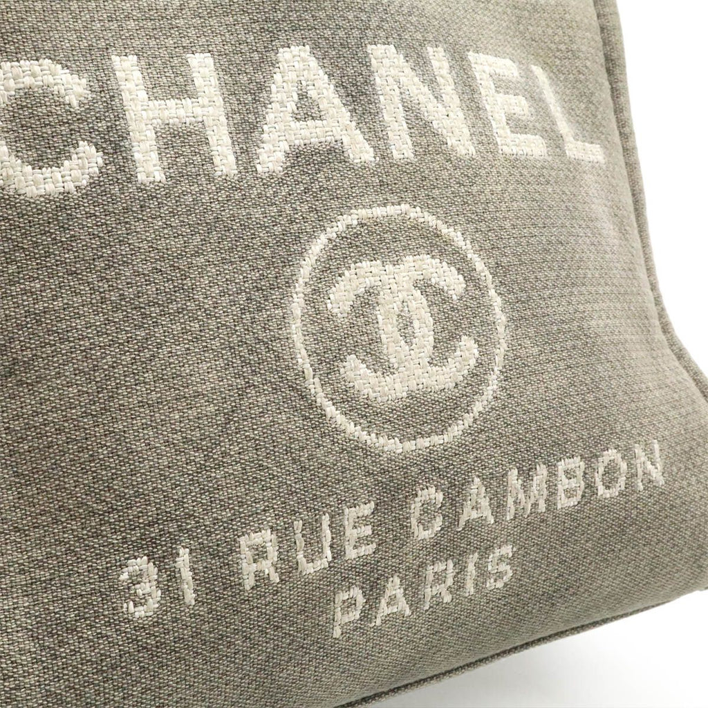 Chanel Deauville Tote Shoulder Bag Chain Canvas Leather Gray Black — view 8