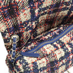 Chanel Tweed Print CC Logo Chain Shoulder Bag Nylon Navy Silver Pouch Out of — view 6