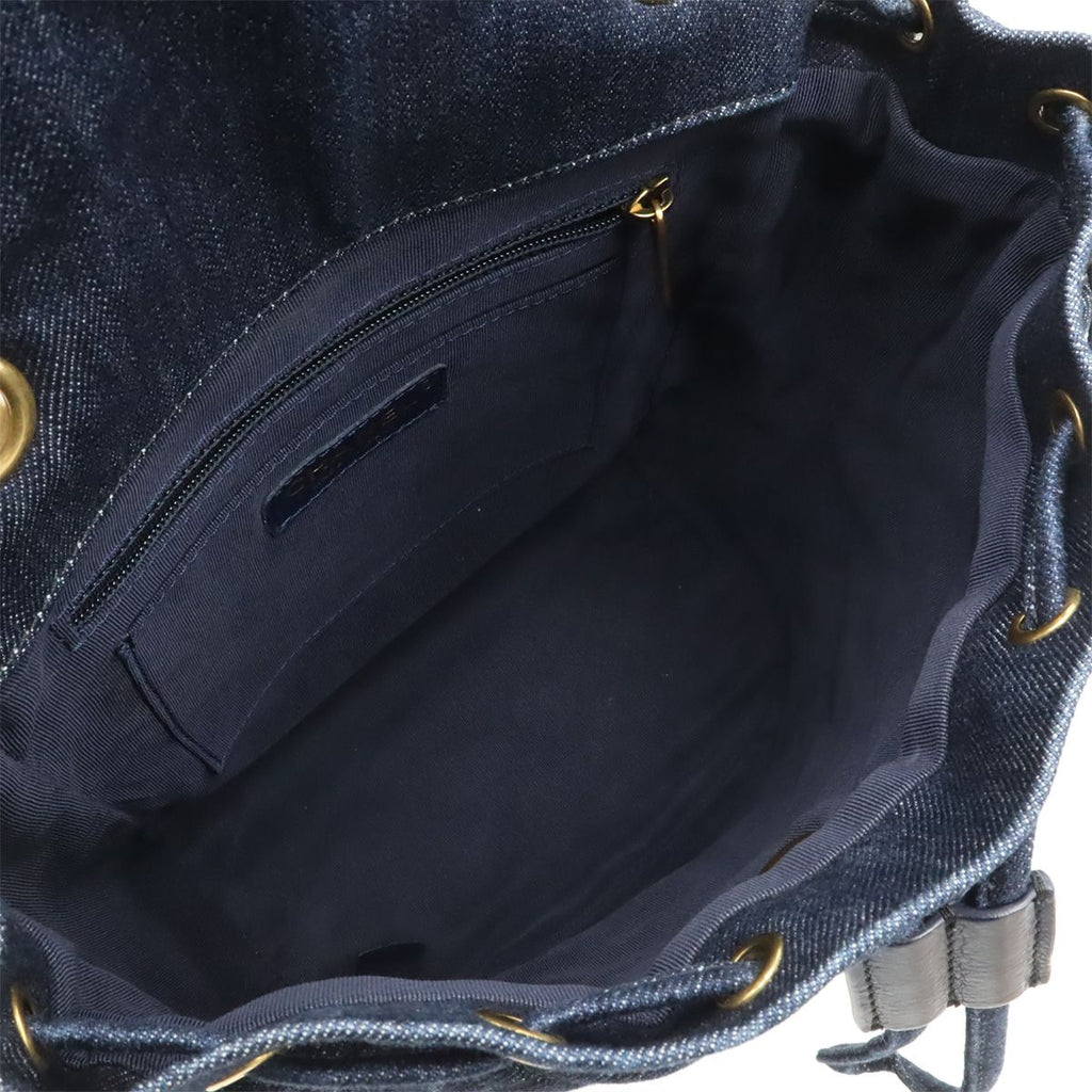 Chanel Quilted CC Logo Chain Shoulder Backpack Denim Leather Navy Gold — view 7