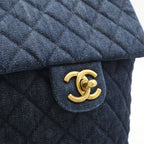 Chanel Quilted CC Logo Chain Shoulder Backpack Denim Leather Navy Gold — view 8