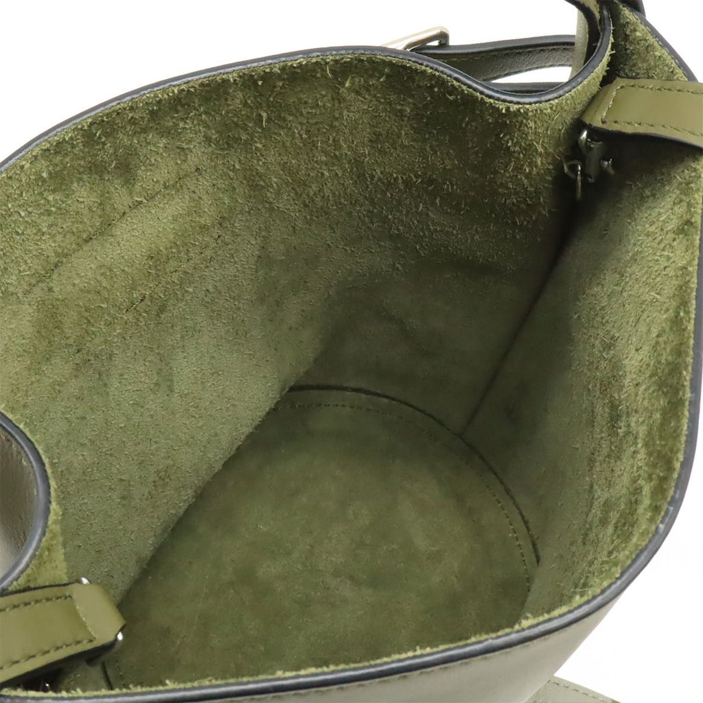 Celine Big Bucket Nano 2-Way Shoulder Bag Crossbody Leather Khaki Green Silver — view 6