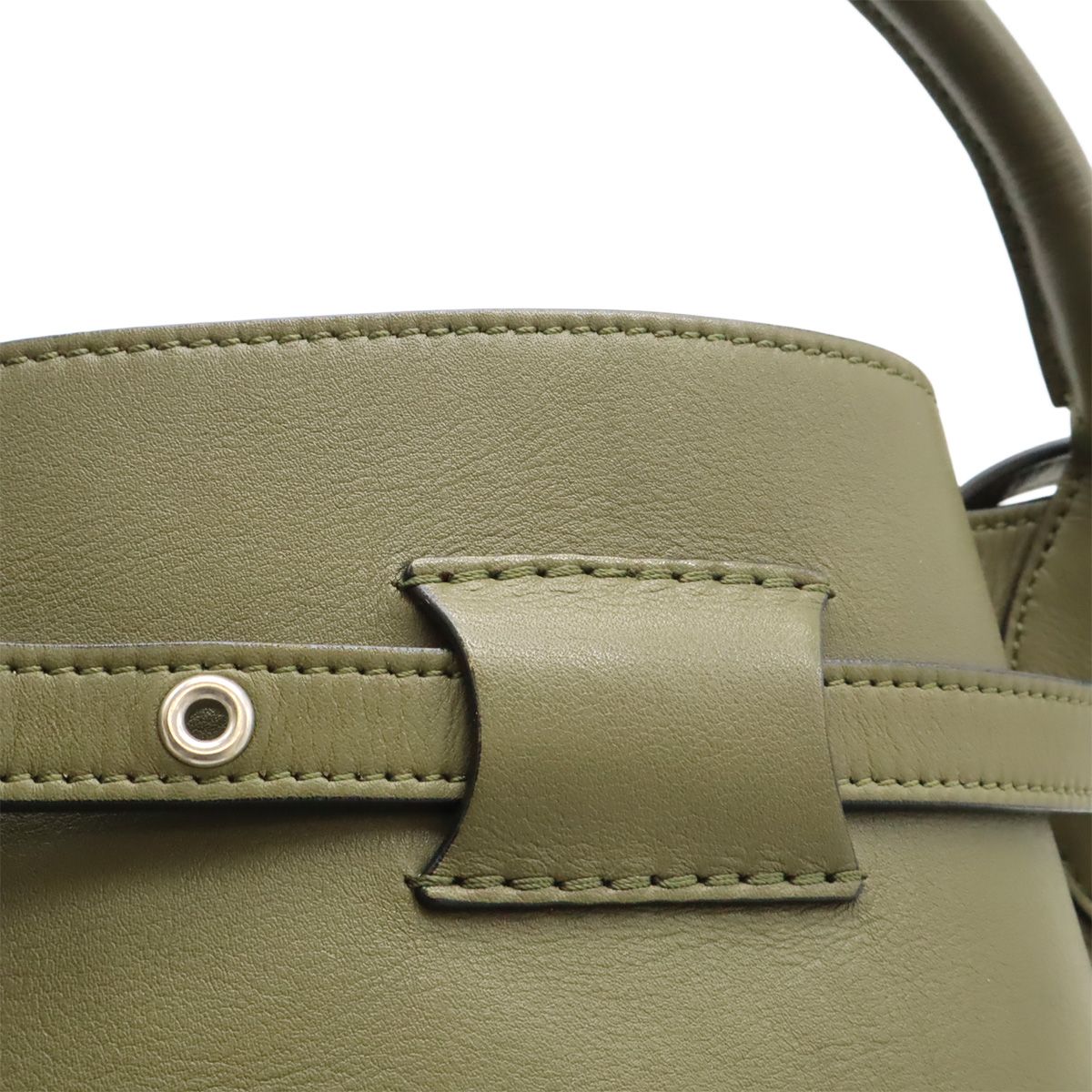 Celine Big Bucket Nano 2-Way Shoulder Bag Crossbody Leather Khaki Green Silver — view 8